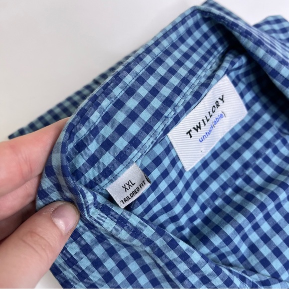 Twillory Untuckable Blue Gingham Single Breast Pocket Long‎ Sleeve XXL - Picture 10 of 10